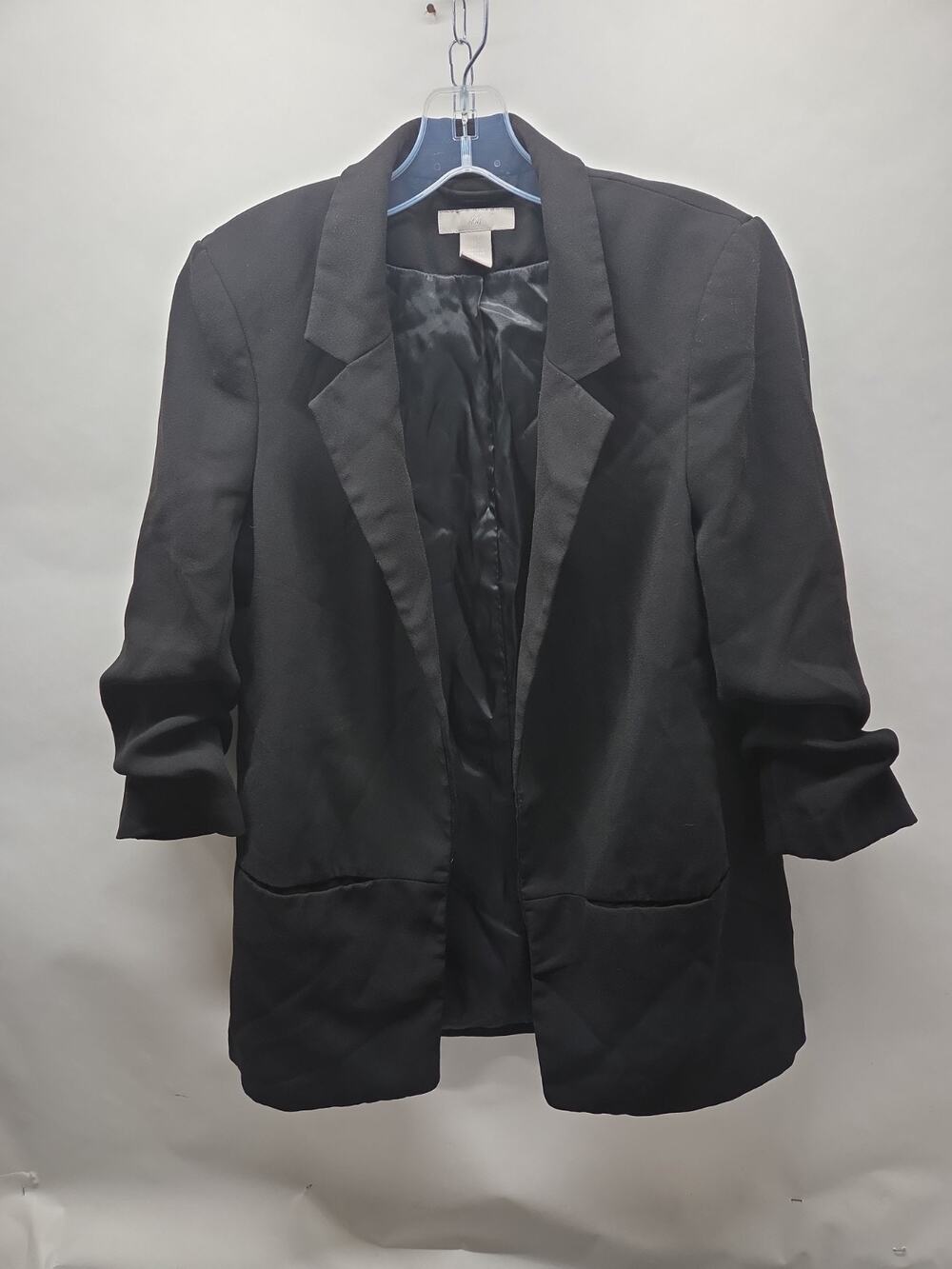H&M Gathered Sleeve Blazer Black Womens Size 6